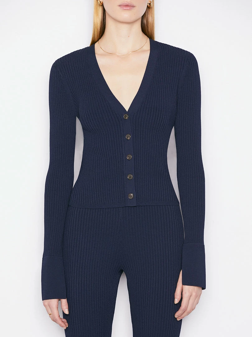 Discount β Frame-denim π© Women Button Front Cardi -- Navy 𧨠3 Frame-denim Women Button Front Cardi -- Navy