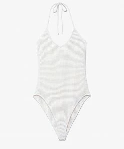 Frame-denim Women Crochet Halter Bodysuit -- Off White
