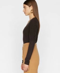 Frame-denim Long Sleeve Scoop Neck Sweater -- Americano