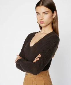 Frame-denim Long Sleeve Scoop Neck Sweater -- Americano