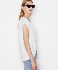 Frame-denim Le Mid Rise V Neck Tee -- Blanc
