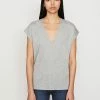 Frame-denim Women Le Mid Rise V Neck Tee -- Gris Heather