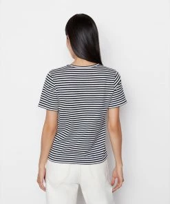 Frame-denim Striped Crewneck Tee -- Navy Multi