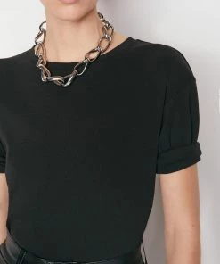 Frame-denim Rolled Sleeve Tee -- Noir Women