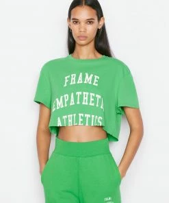 Frame-denim Cutoff Slouchy Tee -- Grass Green Women