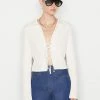 Frame-denim Women Bell Sleeve Rib Polo -- Bone