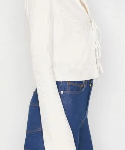 Frame-denim Women Bell Sleeve Rib Polo -- Bone