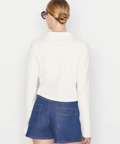 Frame-denim Women Bell Sleeve Rib Polo -- Bone