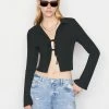 Frame-denim Bell Sleeve Rib Polo -- Noir Women