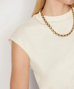 Frame-denim Women Cropped Mock Neck -- Bone