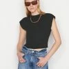 Frame-denim Women Cropped Mock Neck -- Noir