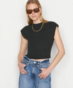 Frame-denim Women Cropped Mock Neck -- Noir