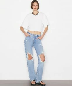 Frame-denim Elastic Back Tee -- Blanc