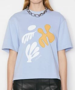 Frame-denim Women Oversized Abstract Tee -- Chambray Blue