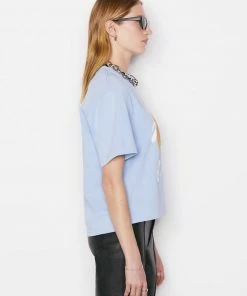 Frame-denim Women Oversized Abstract Tee -- Chambray Blue