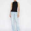 Frame-denim Women Smocked Knit Halter Top -- Noir