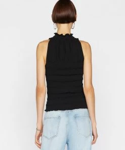 Best Sale 😉 Frame-denim 👩 Women Smocked Knit Halter Top -- Noir 👍 9 Frame-denim Women Smocked Knit Halter Top -- Noir