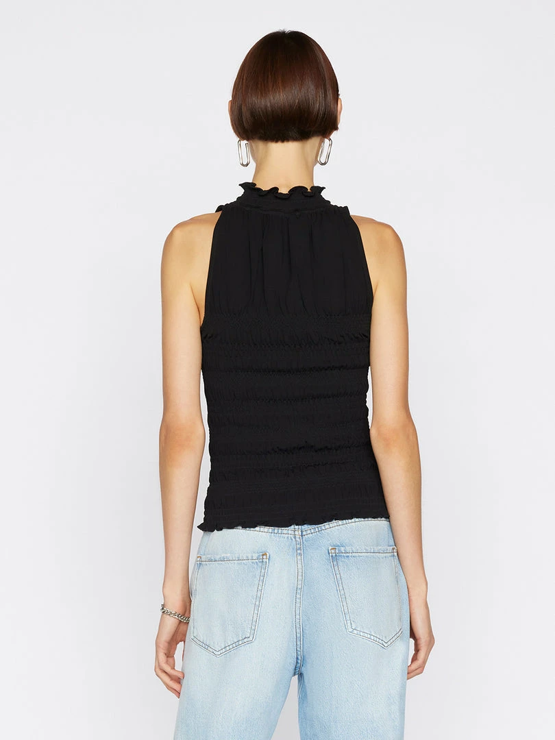 Best Sale 😉 Frame-denim 👩 Women Smocked Knit Halter Top -- Noir 👍 5 Frame-denim Women Smocked Knit Halter Top -- Noir