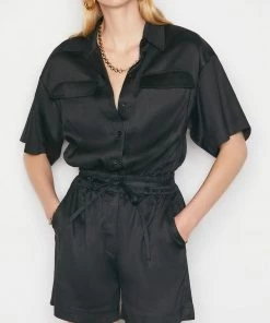 Frame-denim Patch Pocket Romper -- Noir Women