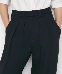 Frame-denim Pleated Crop Trouser -- Noir
