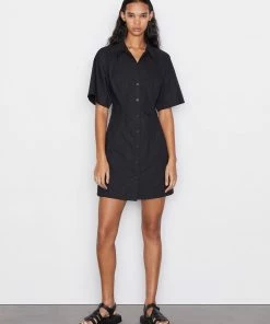 Frame-denim Seam Detail Dress -- Noir