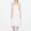 Frame-denim Smocked Midi Dress -- Blanc Women
