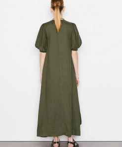 Frame-denim Tie-Neck Maxi Dress -- Fatigue
