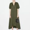 Frame-denim Tie-Neck Maxi Dress -- Fatigue
