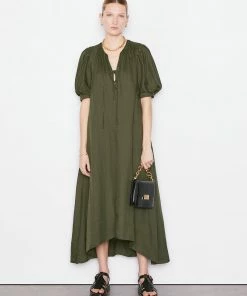 Frame-denim Tie-Neck Maxi Dress -- Fatigue