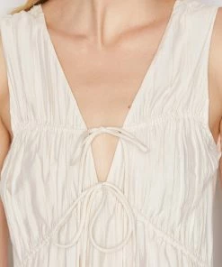 Frame-denim Cinched Crinkle Dress -- Off White