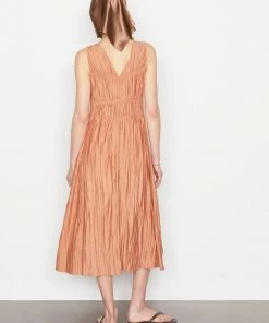 Frame-denim Cinched Crinkle Dress -- Terracotta Women