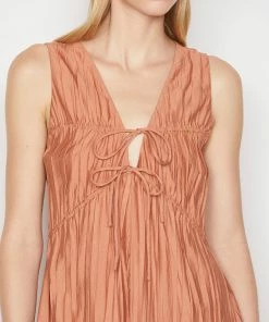 Frame-denim Cinched Crinkle Dress -- Terracotta Women