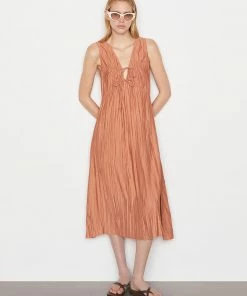 Frame-denim Cinched Crinkle Dress -- Terracotta Women