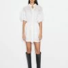 Frame-denim Women Inset Lace Puff Sleeve Dress -- Blanc