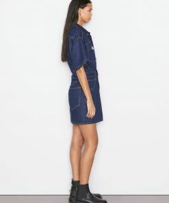 Wholesale 🤩 Frame-denim 👩 Women Oversized Button Detail Denim 👗 Dress -- Rinse 🎁 7 Frame-denim Women Oversized Button Detail Denim Dress -- Rinse