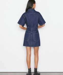 Wholesale 🤩 Frame-denim 👩 Women Oversized Button Detail Denim 👗 Dress -- Rinse 🎁 9 Frame-denim Women Oversized Button Detail Denim Dress -- Rinse