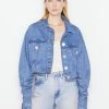 Frame-denim Ruched Sleeve Denim Jacket -- Sea Level Women
