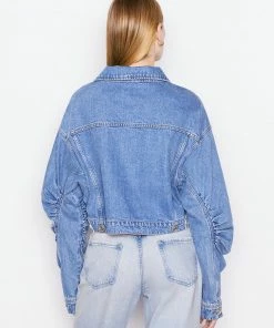 Budget π Frame-denim Ruched Sleeve Denim Jacket -- Sea Level π© Women β 7 Frame-denim Ruched Sleeve Denim Jacket -- Sea Level Women