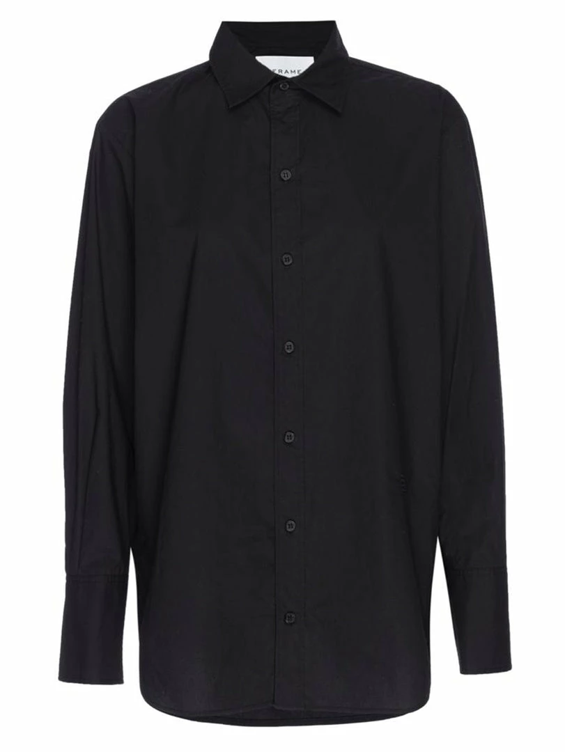 Outlet ๐ Frame-denim ๐ฉ Women Ilona Oversized ๐ Shirt -- Noir ๐ 4 Frame-denim Women Ilona Oversized Shirt -- Noir